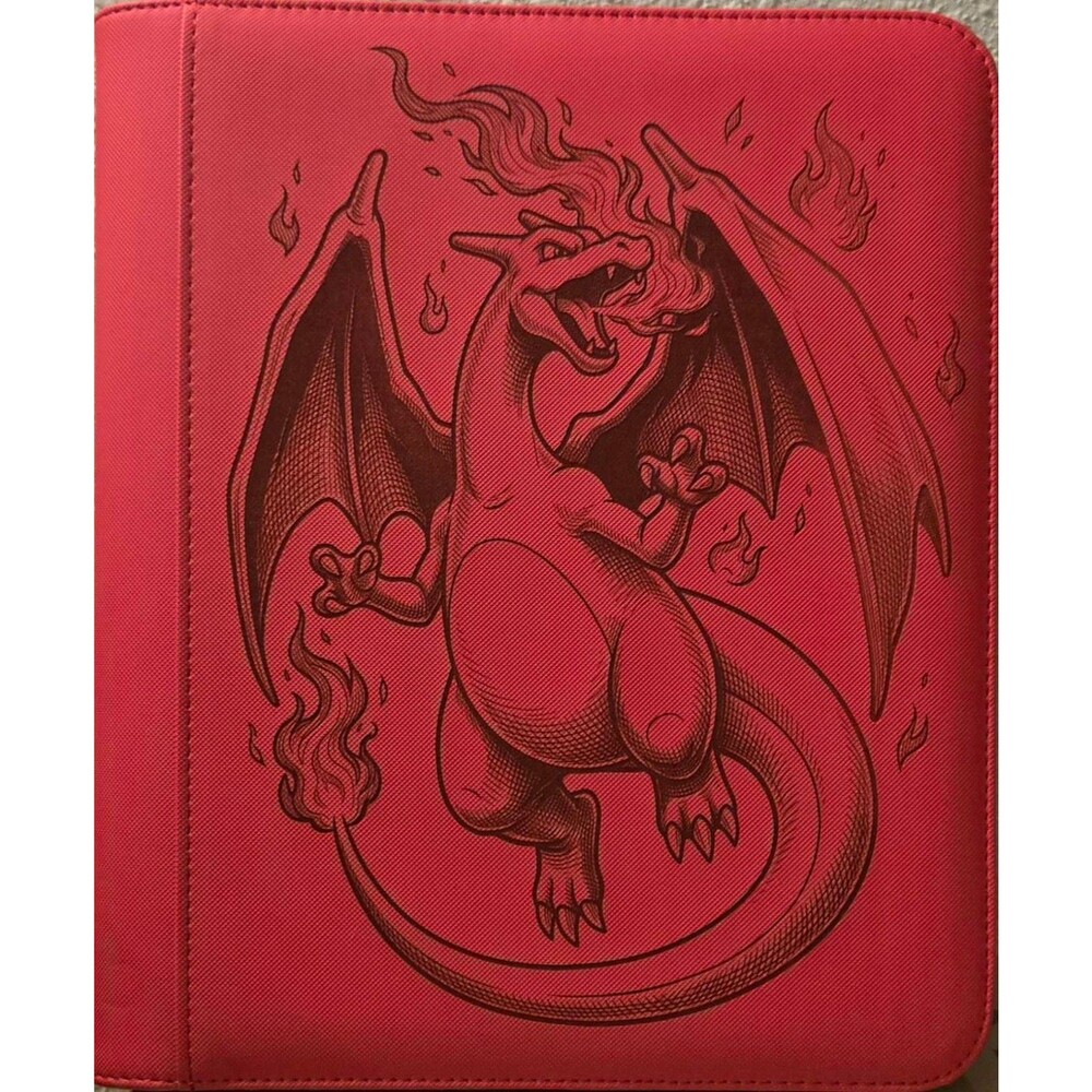 Charizard 4 Pocket Top Loader Binder 128 Cards Red New